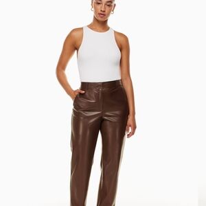 Aritzia Babaton Tan Leather Trousers